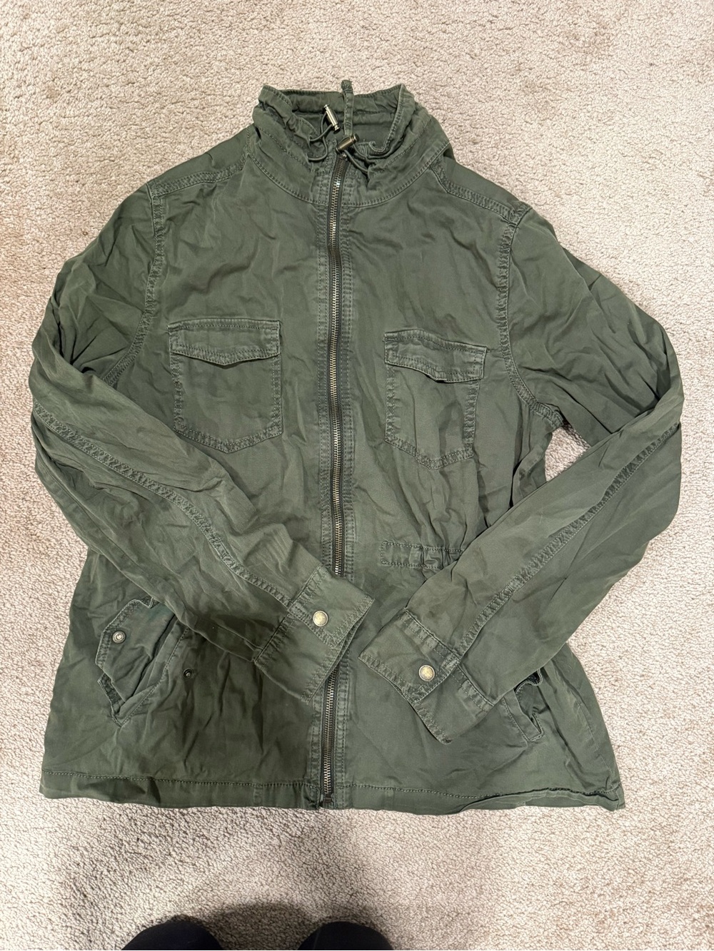 Sonoma Olive Green Women's Utility Jacket - Zip Front
